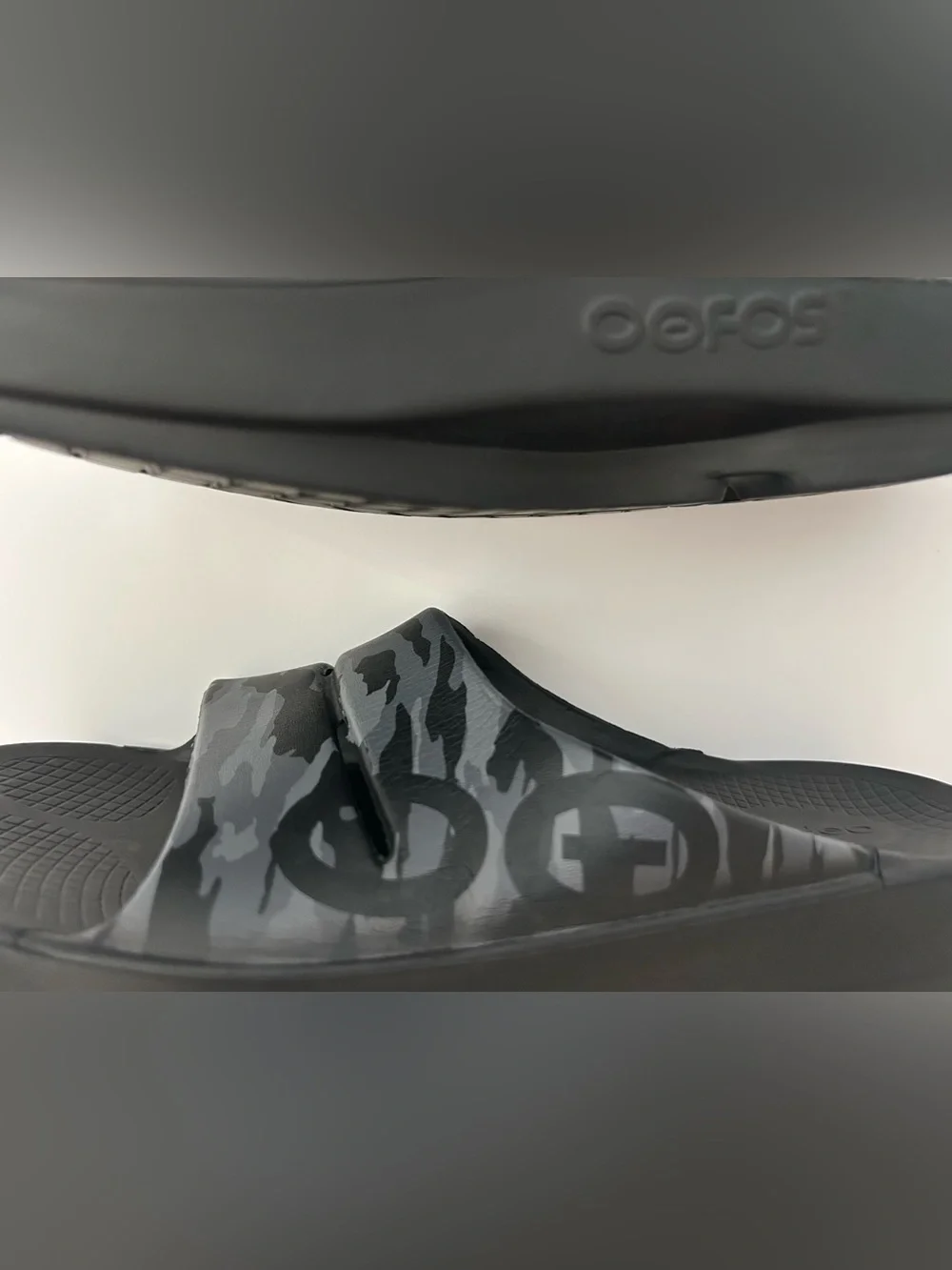 OOFOS OOahh Sport Slide Sandals Shoes Black Camo Recovery Comfort M8 W10 $70